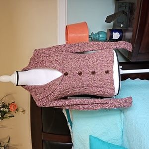 Ann Taylor Loft Pink & Brown Sweater Cardigan